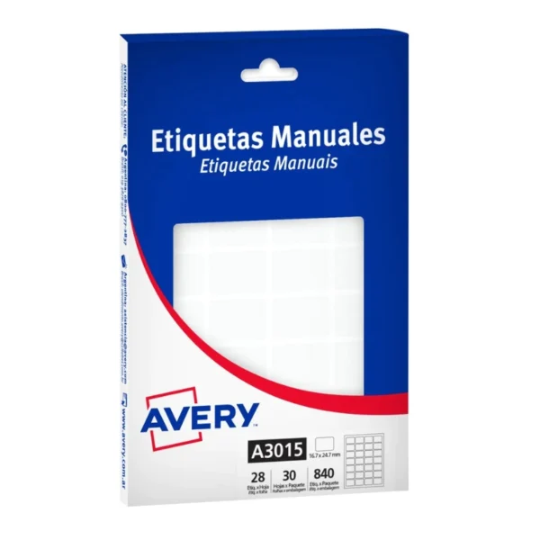 ETIQUETAS MANUALES AVERY A3015