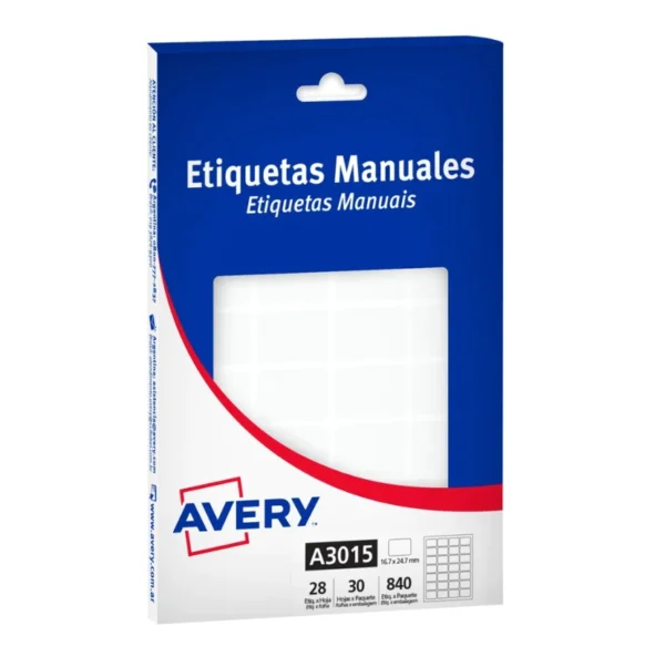 ETIQUETAS MANUALES AVERY A3015