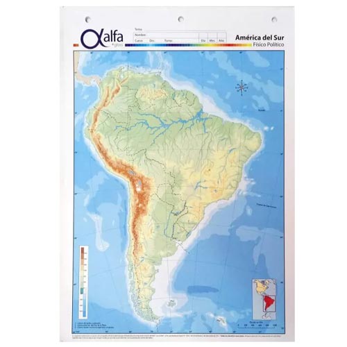 Mapa América del Sur Físico Político Alfa Nº3