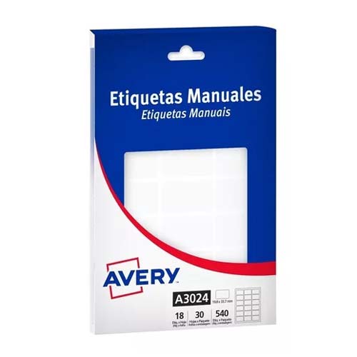 ETIQUETAS AVERY A3024 (18 ETIQ X HOJA)