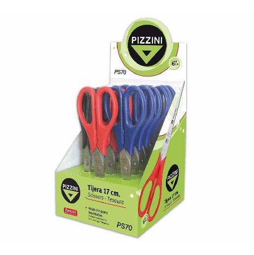 TIJERA PIZZINI X 17CM.-PS70-(3 NEGRAS, 2 ROJAS Y 7 AZUL)